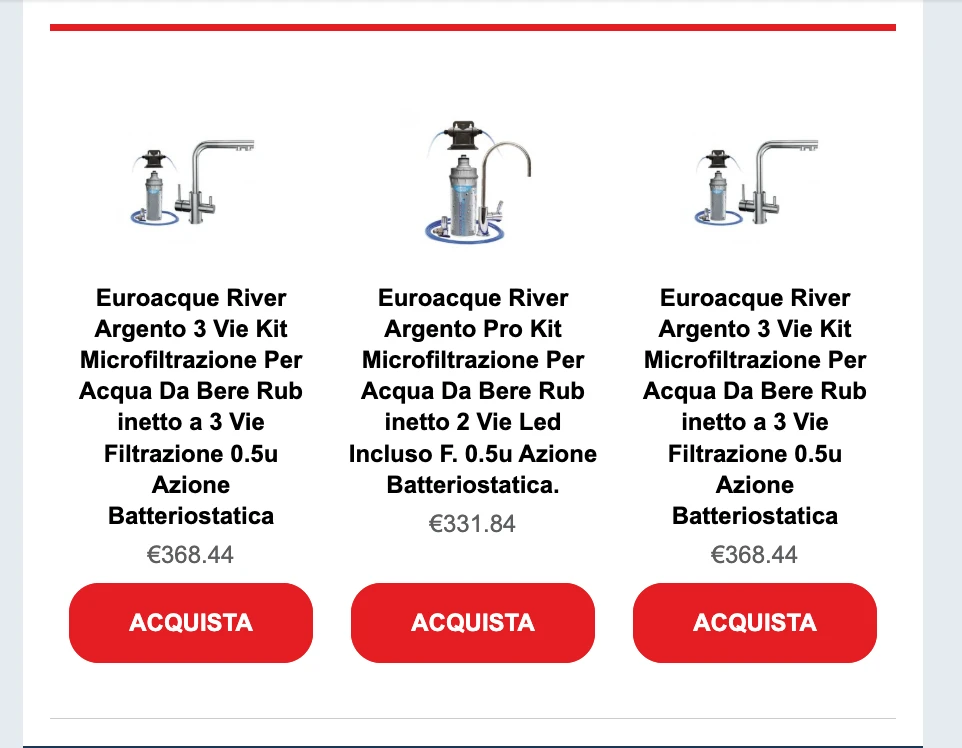 Email Climatec — sezione prodotti correlati e raccomandati per cross-selling in-email
