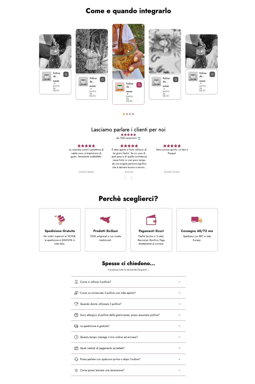 Blocchi di cross-selling e prodotti correlati della product page Racilia